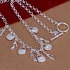 cystal 925 silver lock pendant women's necklace free shipping