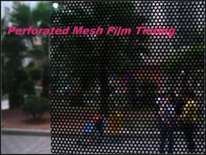 Top quality Perforated Window Film, Black Mesh Film headlights Tinting wrapping Fly Eye self adhesive vinyl 1.07x50meters free shipping