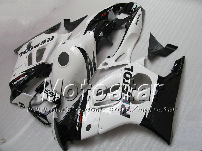 Personalize gratuitamente para conjunto de carenagens honda CBR600 F3 CBR 600 F3 1997 1998 CBR 600F3 abs carenagem 97 98 brilhante branco preto Repsol