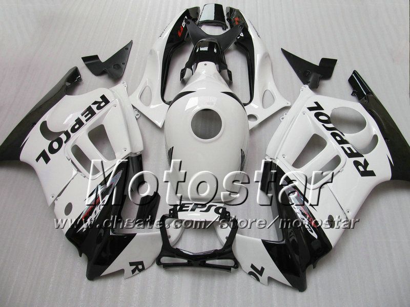 Personalize gratuitamente para conjunto de carenagens honda CBR600 F3 CBR 600 F3 1997 1998 CBR 600F3 abs carenagem 97 98 brilhante branco preto Repsol