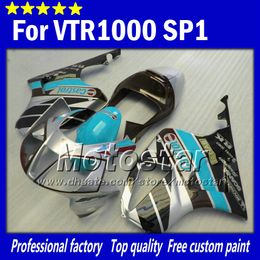 high grade for honda vtr 1000 r body fairings 1000r vtr1000 rvt1000 sp1 rc51 fairng kit 20002005 glossy wter blue black with 7gifts