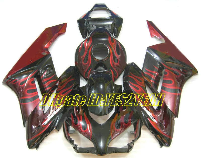 Motocicleta personalizado Kit de Carenagem para Honda CBR1000RR 04 05 CBR 1000RR 2004 2005 CBR1000 ABS chamas Vermelhas preto Carimbos conjunto + Presentes HM34