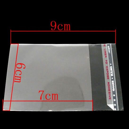 마이크 lot 투명 자체 접착제 씰 비닐 봉지 9x6cm 보석 패키징 디스플레이 보석 파우치 백 스3807973