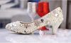 Luxueuse imitation élégante Robe de mariée perle chaussures nuptiales cristal diamant chaussures à talons basse femme femme robe chaussures blanc 249a