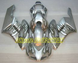 Custom Motorcycle Fairing kit for Honda CBR1000RR 04 05 CBR 1000RR 2004 2005 CBR1000 ABS Black flames silver Fairings set+Gifts HM32