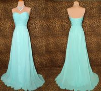Wholesale Custom Made Floor Length Pleated Chiffon Sweetheart Light Blue Bridesmaid Dresses Wedding Party Gown Evening Dress DH1226