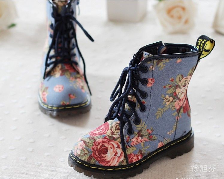 NEW Kids Cute Shoes Baby Girl Beautiful Flower Middle Tube Martin Boots ...