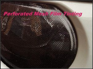 Headlight Tint Perforated Mesh Film Fly Eye Tint Legal on the Road self adhesive vinyl both side black 1.07x50meters free shipping To UK