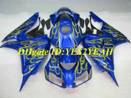 Top-rated Motorcycle Fairing kit for Honda CBR1000RR 06 07 CBR 1000RR 2006 2007 CBR1000 ABS Yellow flames blue Fairings set+Gifts HH17