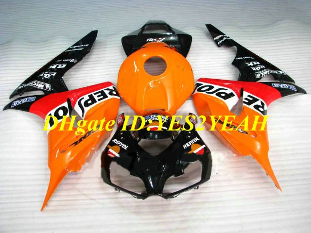 Kit de carénage de moto personnalisé pour Honda CBR1000RR 06 07 CBR 1000RR 2006 2007 CBR1000 ABS Orange rouge noir Ensemble de carénages + Cadeaux HH23