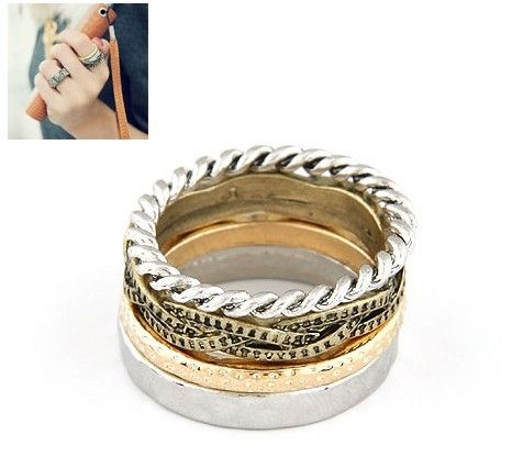Vintage Multilayer Ring Jewelry Womens Mens Alloy Personalized Couple ...