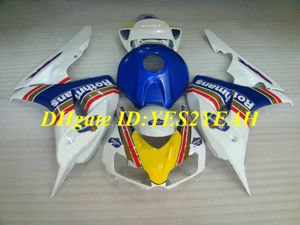 Kit de Carenagem Motocicleta personalizado para Honda CBR1000RR 06 07 CBR 1000RR 2006 2007 CBR1000 ABS Plástico branco azul Carimbos conjunto + Presentes HH27