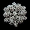 White Gold Plated Clear Crystal Diamante Flower Design Brooch