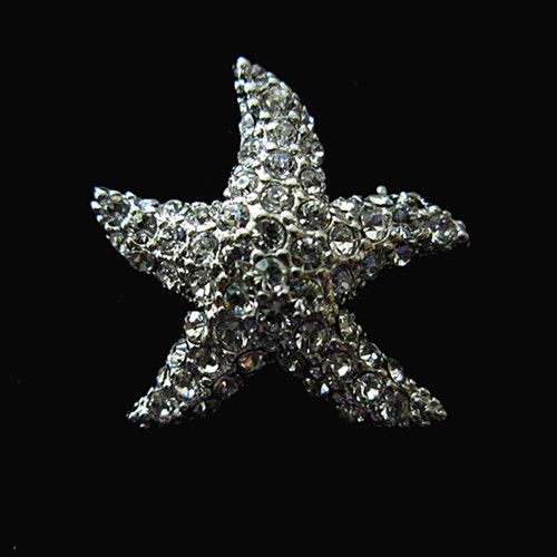 Antik Silver Starfish Cz Beach Bridal Brosch