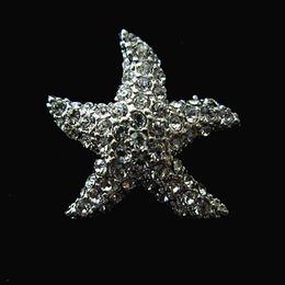 Antique Silver Starfish CZ Beach Bridal Brooch
