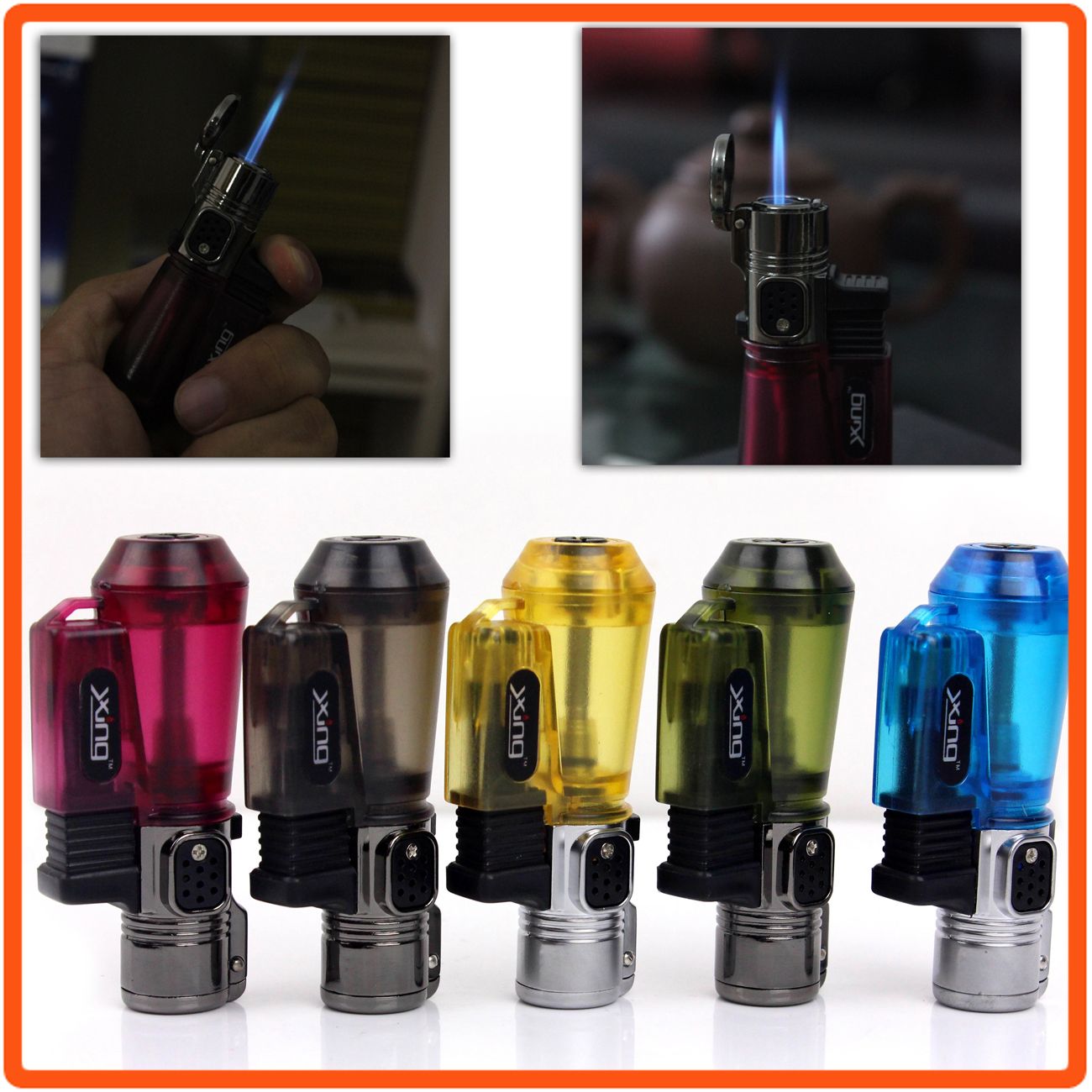 2019 Novelty Colorful Cigarette Cigar Gas Butane Jet Flame Windproof