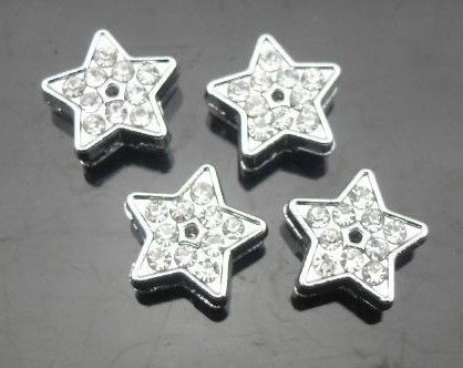 100 pièces/lot 8mm strass étoile glisser charme bricolage alliage accessoires adaptés pour 8MM bracelet bracelet porte-clés