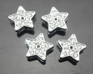 100pcs/lot 8mm rhinestones star slide charm diy alloy accessories fit for 8MM wristband bracelet keychains