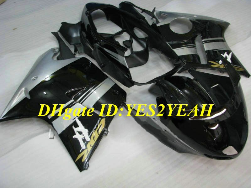 Motorcykel Fairing Kit för Honda CBR1100XX 97 00 03 CBR 1100XX 1997 2000 2003 ABS Silver Black Fairings Set + Presenter AA04