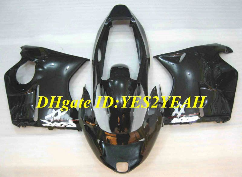 Motorcykel Fairing Kit för Honda CBR1100XX 97 00 03 CBR 1100XX 1997 2000 2003 ABS Top Gloss Black Fairings Set + Presenter AA15