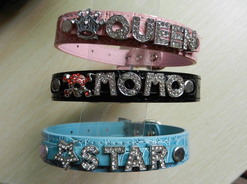 10mm DIY Pet Dog Collar Slider Charms Rhinestone Crown / Skull / Flower