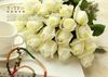 REAL TOUCH Roses Flower 55cm Cream/Pink artificial Silk Roses Buds Single Stem for Bridal Wedding Bouquet/Centerpieces Decoration