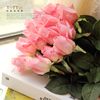 REAL TOUCH Rose Fiore 55 cm Crema/Rosa Seta Artificiale Boccioli di Rose Stelo Singolo per Bouquet da Sposa/Centrotavola Decorazione