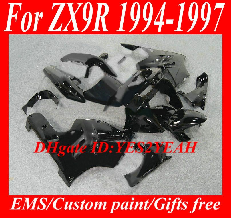 Zestaw korpusu w dziedzinie Kawasaki Ninja ZX9R 94 95 96 97 Korpiarki ZX 9R 1994 1996 1997 Black Fairings Set + Gifts KG22