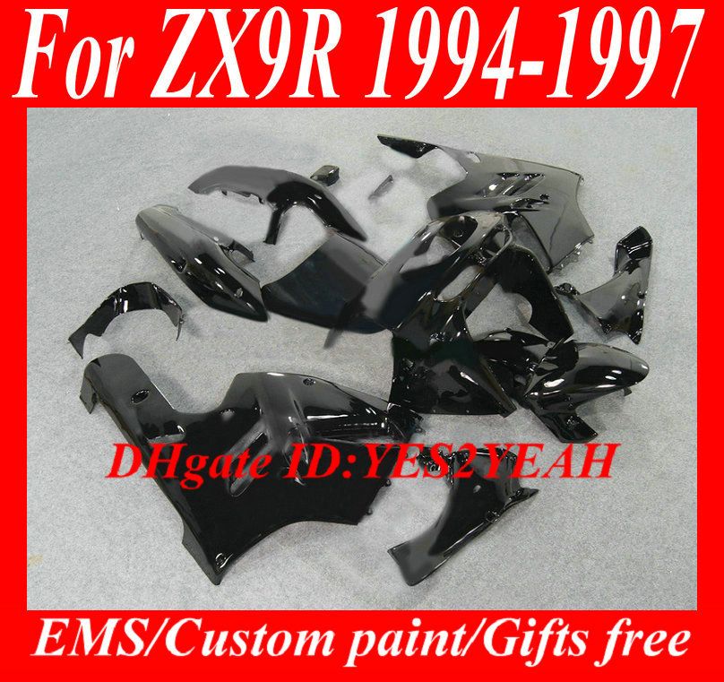 طقم هيكل السيارة لكوازاكي نينجا ZX9R 94 95 96 97 هيكل السيارة ZX 9R 1994 1996 1997 أسود Fairings set + gifts KG22