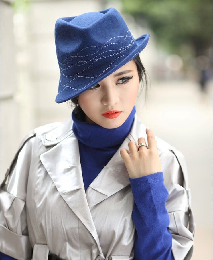 Junes Young Women Hats 100% Wool Felt Hats Short Brim Wedding Party Fedoras Junes Young Women Hats 100% Wool Felt Hats Short Brim Wedding Party Fedoras