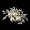 Ivory Pearl and Clear Rhinestone Crystal Diamante Beautiful Bow Bridal Brooch