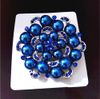 Broche de mariée en cristal royal bleu et perle fleur plaquée argent