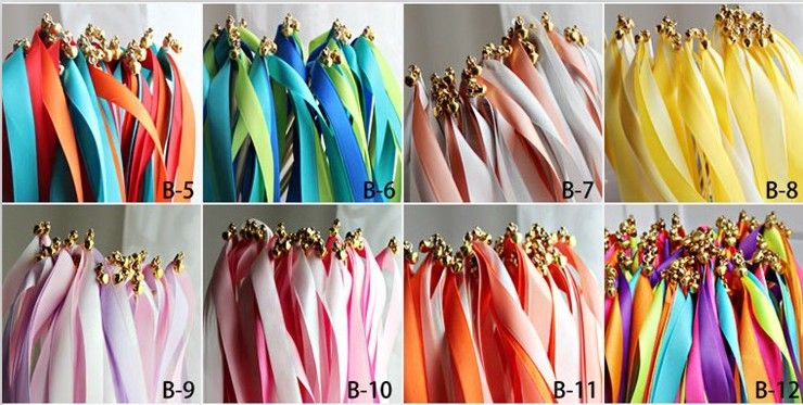 2019 Nya bröllopsgäster Rribbon Wish Wands med Bells Wedding Fairy Wand Magic Wand Lawn Wedding Essentials For Party Decoration S5666690