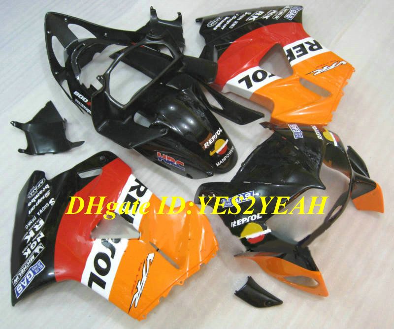 Motorcycle Fairing kit for Honda VFR800RR 98 99 00 01 VFR 800 1998 2001 Top Red orange black Fairings set+Gifts HW06