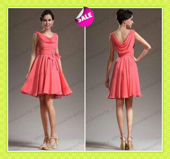 Coral Chiffon Dress