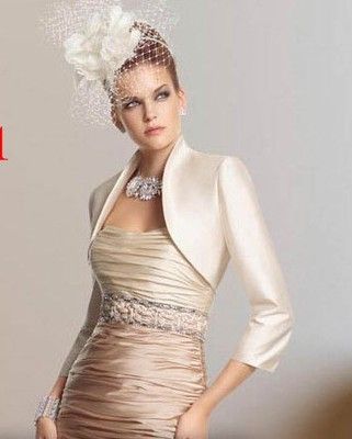 Wedding Champagne Satin Wedding Bolero 