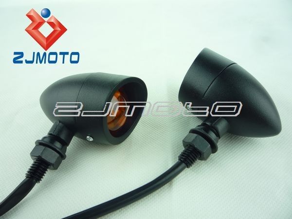 Motorcycle Black Amber Mini Bullet Turn Signal Light For Harley Cruiser Chopper