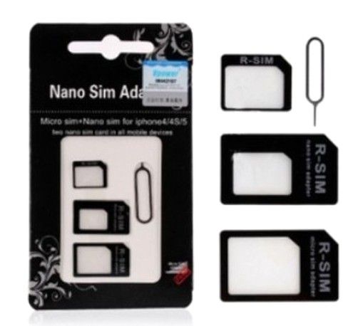 4 في 1 Nano Sim Card Adapter ، محول micro sim مع حزمة البيع بالتجزئة Eject Pin Key لـ iPhone 5 (10set لكل لوط)