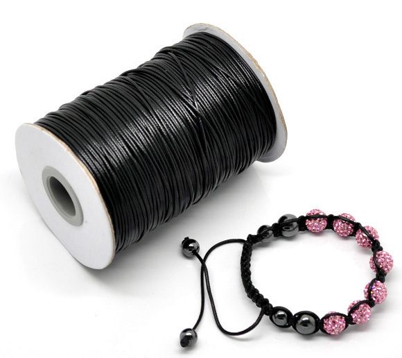 JLB 1 Roll 180m 1mm Wholesale Fashion Black Waxed cotton Cords fit bracelet/necklace DIY Materials Accessories 