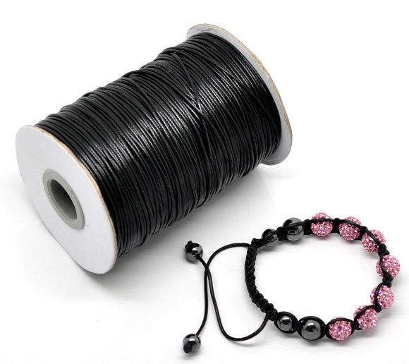 JLB 1 Rotolo 180 m 1mm All'ingrosso Moda Nero Cotone Cerato Corde fit braccialetto/collana Materiali FAI DA TE Accessori Spedizione gratuita