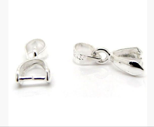 hot silver plated pinch clip bail beads findings 15x5 6mm jewelry findings components diy