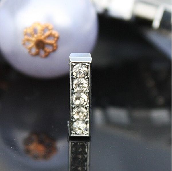 

50шт / много 10мм I Full Стразы Bling слайд Письмо DIY шармы сплав, пригодные для 10MM браслет