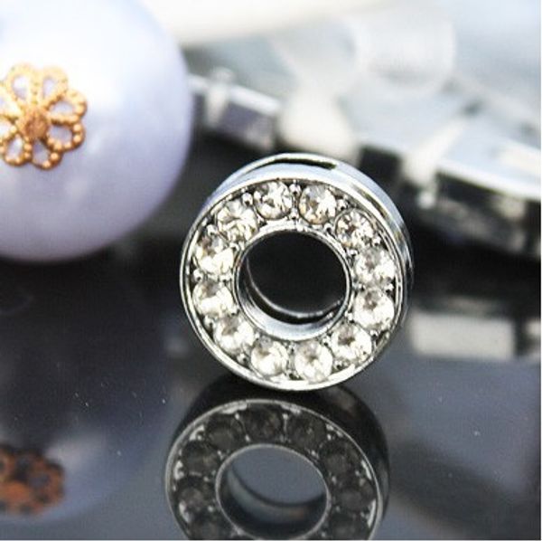

50шт / много 10мм O Полный Стразы Bling Скользящие буквы DIY Подвески Fit для 10MM кожи Брасл