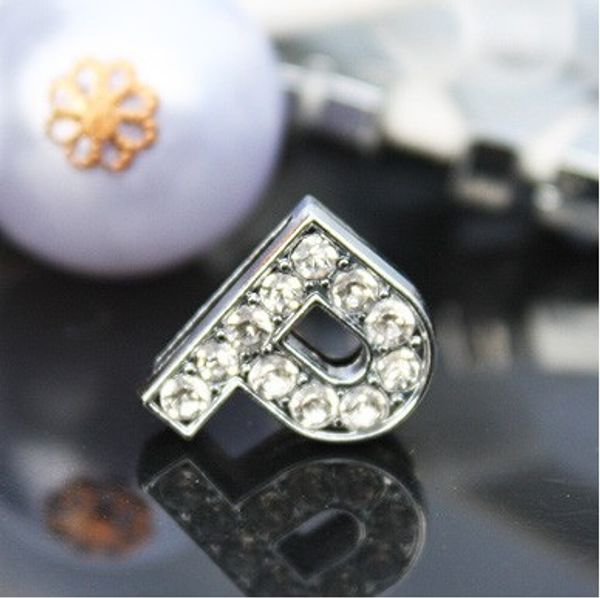 

50pcs / серия 10мм P Полный Стразы Bling Скользящие Letters DIY сплава приспосабливать для 10MM