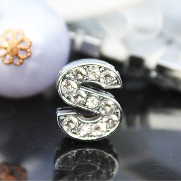 

Оптовая продажа 50 шт. / Лот 10 мм S стразы bling слайд буква алфавита DIY аксессуары подх