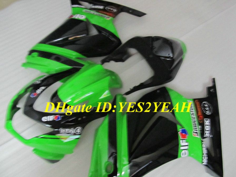 Injektionsfeoking Body Kit för Kawasaki Ninja ZX250R ZX 250R 2008 2012 EX250 08 09 10 12 Gröna svarta Fairings Bodywork KH97