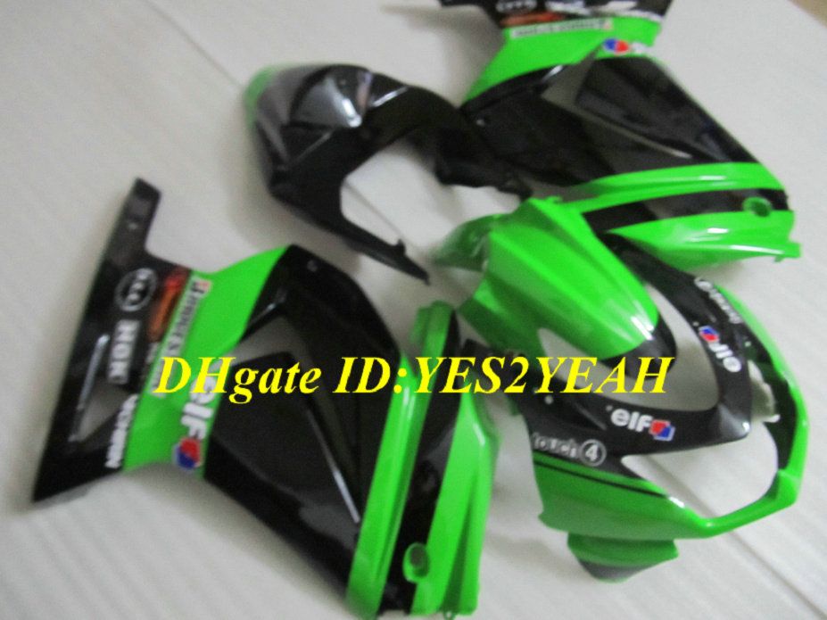 Injektionsfeoking Body Kit för Kawasaki Ninja ZX250R ZX 250R 2008 2012 EX250 08 09 10 12 Gröna svarta Fairings Bodywork KH97