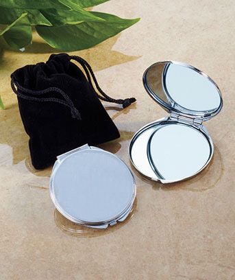 Personalisierte kompakten Spiegel runden silbernen Metall gravierte Makeup-Spiegel-Geschenk mit Beutel Hochzeit bevorzugt 18032-1 FREE SHIPPING