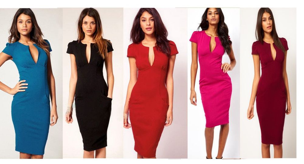 deep v neck shift dress