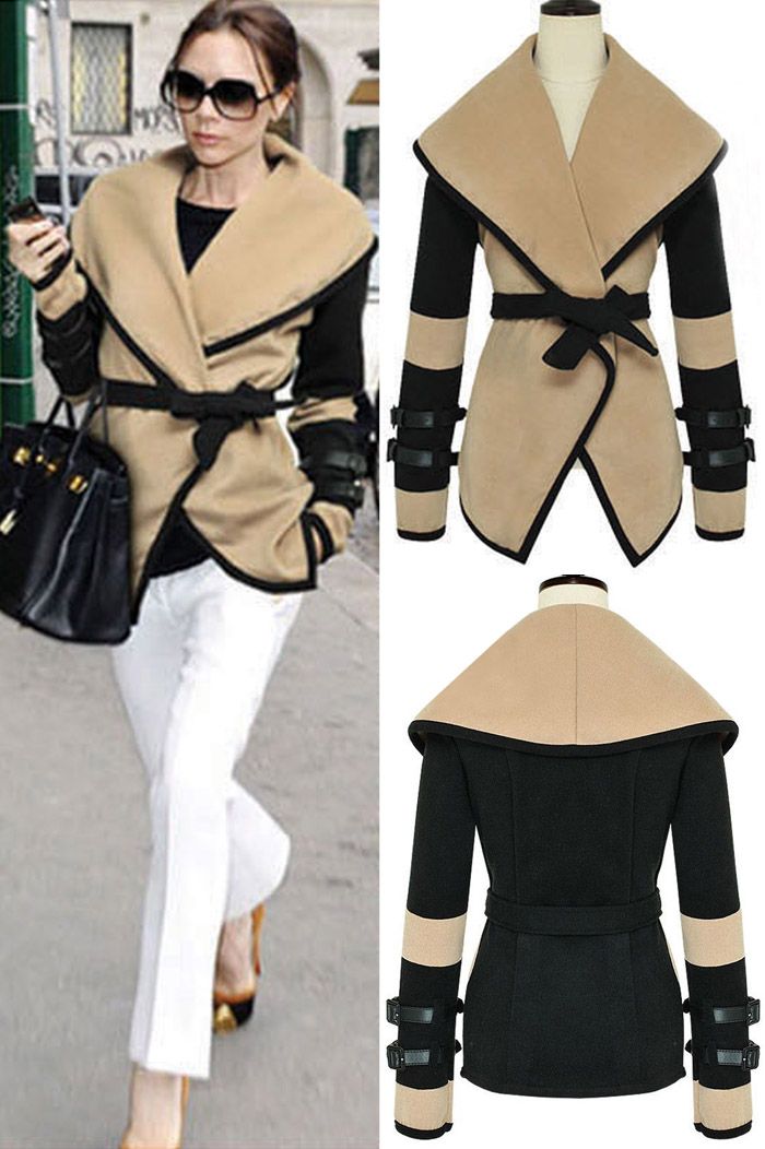 Sexy 2015 New Fashion Women Leather Sleeves Wool Military Jacket Plus ...